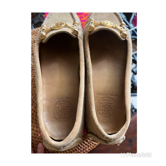 Used Tory Burch Loafers Daria Driver - Split Suede Walnut size 6.5 - Picture 3 of 8